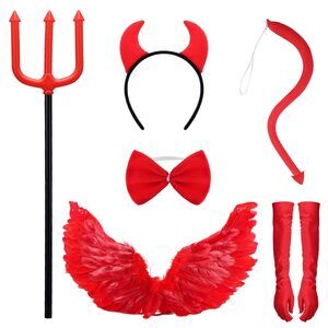 5755 6 Pcs Halloween Devil Costume Set Including Devil Horns